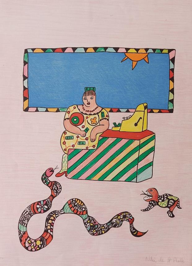 La Caissière Connais-tu cette œuvre tirée du livre MECHANT-MECHANT ? Ce livre pour enfant illustré par Niki de Saint Phalle, donne vie à un camaïeu de personnages colorés, hors du commun. Comme le reflète son art, « le monde n’est que couleurs et […], l’amitié triomphe ».